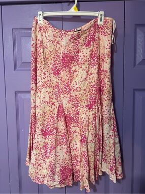Kasper Pink and Cream Printed A-Line Skirt
